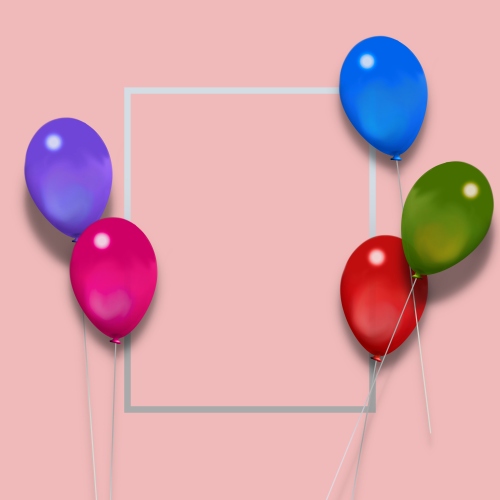 Birthday Background with Colored Ballons, Image 01