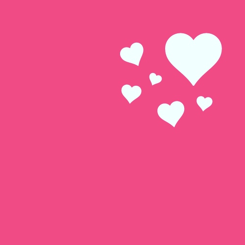 Pink background with white hearts.